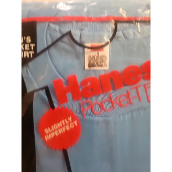 Vtg 1987 Hane Pocket-T Men's Tee Shirt Red- & B Slightly Imperfect Size L Sealed - Picture 3 of 11
